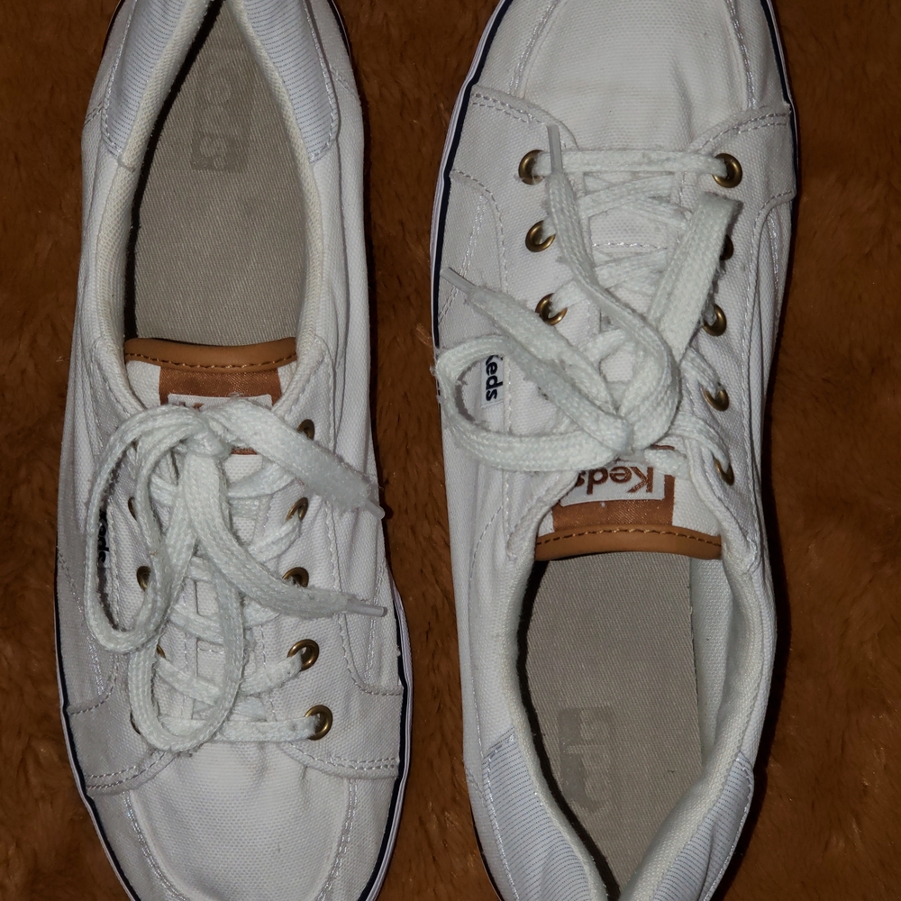Keds Women's White Canvas Lace-up Sneakers Size 9 1/2
